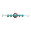 Sterling Silver Turquoise With Red Coral Southwestern Bracelet 7.5 Inches