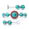 Sterling Silver Turquoise With Red Coral Southwestern Bracelet 7.5 Inches