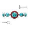 Sterling Silver Turquoise With Red Coral Southwestern Bracelet 7.5 Inches