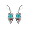Sterling Silver Turquoise With Synthetic Red Coral Earrings