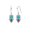 Turquoise & Coral Sterling Silver Turquoise Earrings