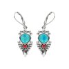 Sterling Silver Turquoise With Synthetic Red Coral Earrings