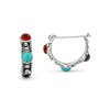 Sterling Silver Turquoise, Red Agate and Black Onyx Hoop earrings