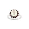 Sterling Silver Freshwater Pearl With Garnet Ring