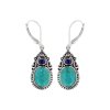 Sterling Silver Turquoise With Lapis Earrings