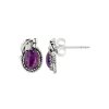 Sterling Silver Purple Turquoise Leaf Post Earrings