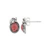 Sterling Silver Rhodochrosite Leaf Post Earrings