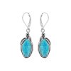 Sterling Silver Turquoise Leaf  Earrings