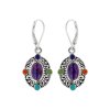 Sterling Silver Purple turquoise With multi Colors earrings