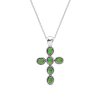 Sterling Silver Green Turquoise Cross Pendant with Chain 18 Inches