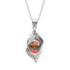 Blended Turquoise With Spiny Oyster Shell Sterling Silver Leaf Pendant with Chain
