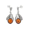 Sterling Silver Amber Leaf Earrings