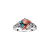 Blended Turquoise With Spiny Oyster Shell Sterling Silver Leaf Ring
