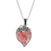 Sterling Silver Rhodochrosite Heart Pendant with Chain 18 Inched