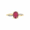 Sterling Silver Ruby With White Zircon Ring Over 18K Yellow Gold Plated