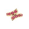 Sterling Silver Ruby Bypass Ring Over 18K Yellow Gold Plated