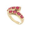 Sterling Silver Ruby Bypass Ring Over 18K Yellow Gold Plated