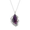 Sterling Silver Purple Turquoise Pendant With Chain 18 Inches