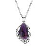Sterling Silver Purple Turquoise Pendant With Chain 18 Inches