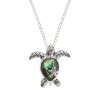 Sterling Silver Abalone Turtle Pendant With Chain 18 Inches