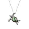 Sterling Silver Abalone Turtle Pendant With Chain 18 Inches