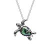 Sterling Silver Abalone Turtle Pendant With Chain 18 Inches