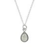 Sterling Silver Rainbow Moonstone Pear Pendant With Chain