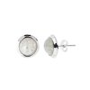 Sterling Silver Rainbow Moonstone Post Earrings RD 7 mm