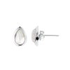 Sterling Silver Rainbow Moonstone Post Earrings Pear 8x5 mm