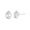 Sterling Silver Rainbow Moonstone Post Earrings Pear 9x7 mm
