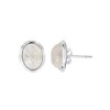 Sterling Silver Rainbow Moonstone Post Earrings Oval 9X7 mm