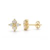 Sterling Silver White Cubic Zirconia Stud Earrings Over 18K Yellow Gold Plated