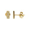 Sterling Silver White Cubic Zirconia Stud Earrings Over 18K Yellow Gold Plated