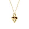Sterling Silver White Cubic Zirconia Hear Over 18K Yellow Gold Plated Necklace 18 Inch