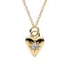 Sterling Silver White Cubic Zirconia Hear Over 18K Yellow Gold Plated Necklace 18 Inch
