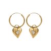 Sterling Silver White Cubic Zirconia Heart Earrings Over 18K Yellow Gold Plated