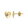 Sterling Silver White Cubic Zirconia Heart Stud Earrings Over 18K Yellow Gold Plated
