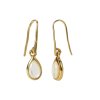 Sterling Silver Mother of Pearl Dangle Earrings Over 18K Yellow Gold Plated