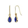 Sterling Silver Lapis Lazuli Dangle Earrings Over 18K Yellow Gold Plated