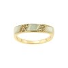 Sterling Silver Mother of Pearl & White Zircon Ring Over 18K Yellow Gold Plated