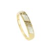 Sterling Silver Mother of Pearl & White Zircon Ring Over 18K Yellow Gold Plated