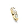 Sterling Silver Mother of Pearl & White Zircon Ring Over 18K Yellow Gold Plated