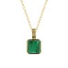 Sterling Silver Malachite Over 18K Yellow Gold Plated Necklace 18 Inch