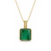 Sterling Silver Malachite Over 18K Yellow Gold Plated Necklace 18 Inch