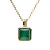 Sterling Silver Malachite Over 18K Yellow Gold Plated Necklace 18 Inch