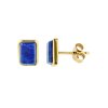 Sterling Silver Lapis Lazuli Stud Earrings Over 18K Yellow Gold Plated