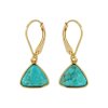 Sterling Silver Turquoise Earrings Over 18K Yellow Gold Plated