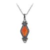Sterling Silver Baltic Amber Pendant With Chain 18 Inches