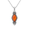 Sterling Silver Baltic Amber Pendant With Chain 18 Inches