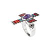 Sterling Silver Native Purple Turquoise With Enamel Cross Ring
